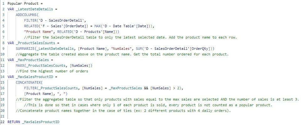 Popular products DAX measure